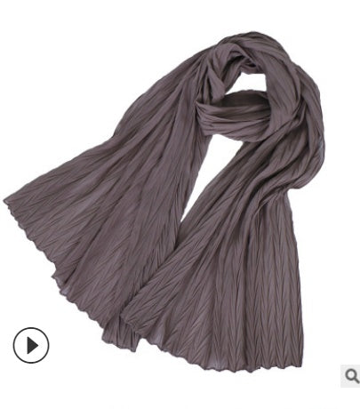 Fashion leaf crumpled solid color female headscarf