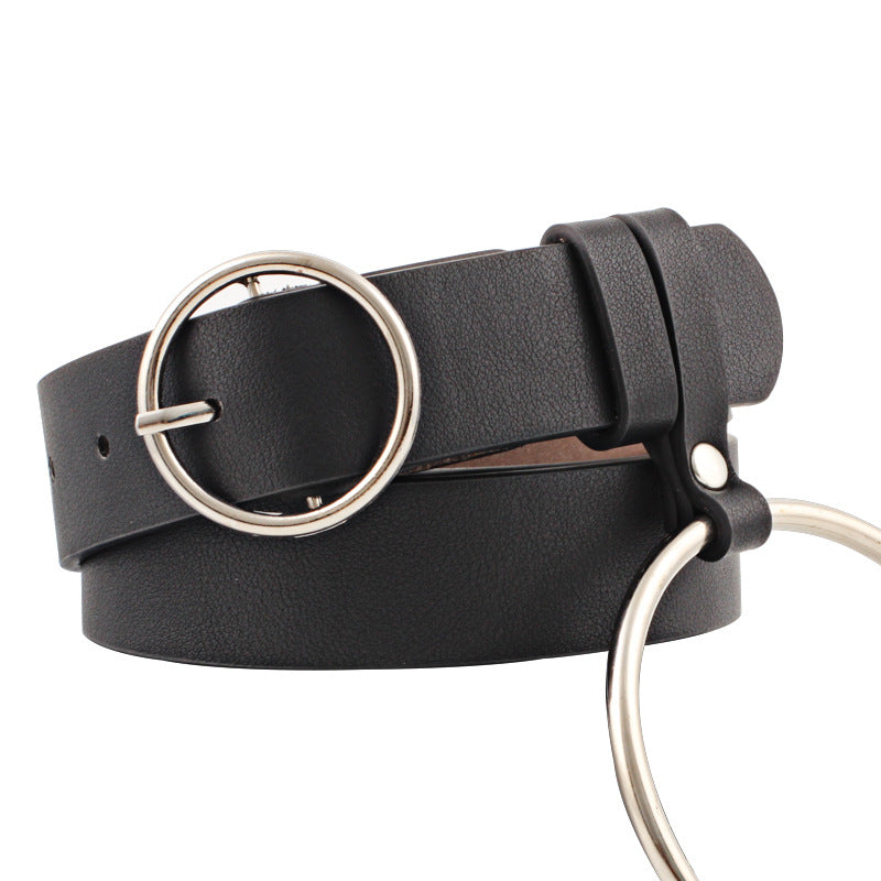 decorative lady belt round buckle belt