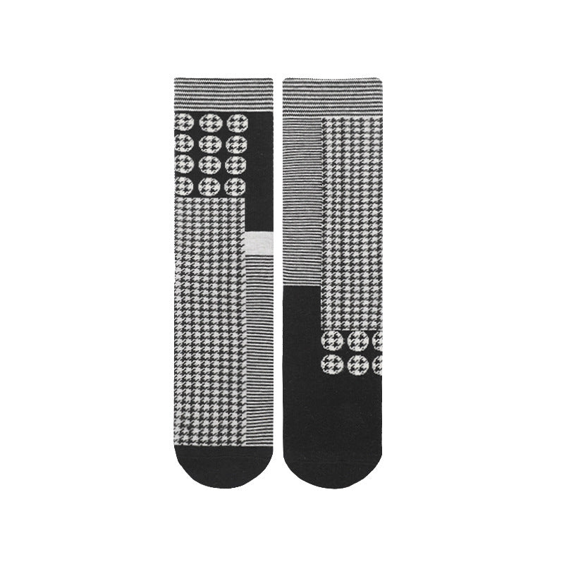 Houndstooth Pure Cotton Mid-calf Length Socks