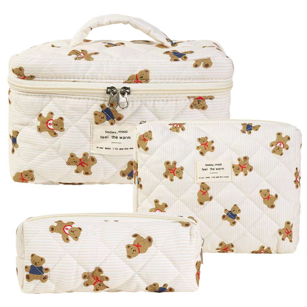 Small Floral Storage Portable Cosmetic Bag Large Capacity