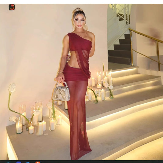 Womens Two Piece Set Asymmetrical Neck Crop Top And Bodycon Maxi Skirt For Women