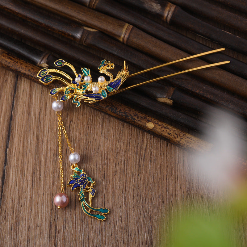 Phoenix U-shaped Hairpin Ancient Bun Hair Ornament Hanfu