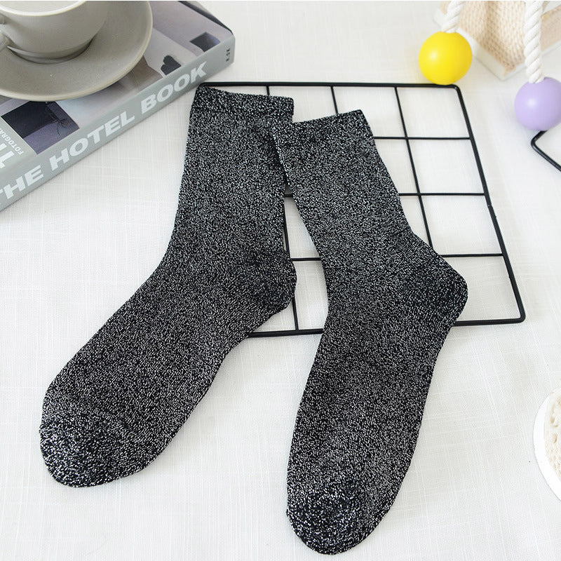 Women's Solid Color Thin Breathable Japanese Lurex Socks