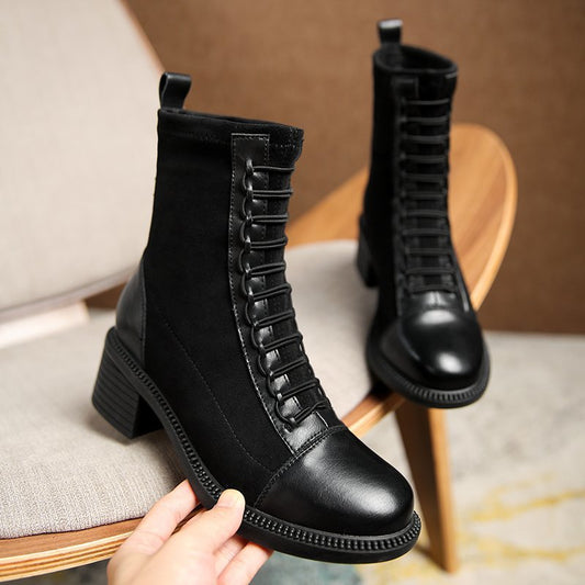 New British Style Fashion Thick Low Heel Ankle Boots