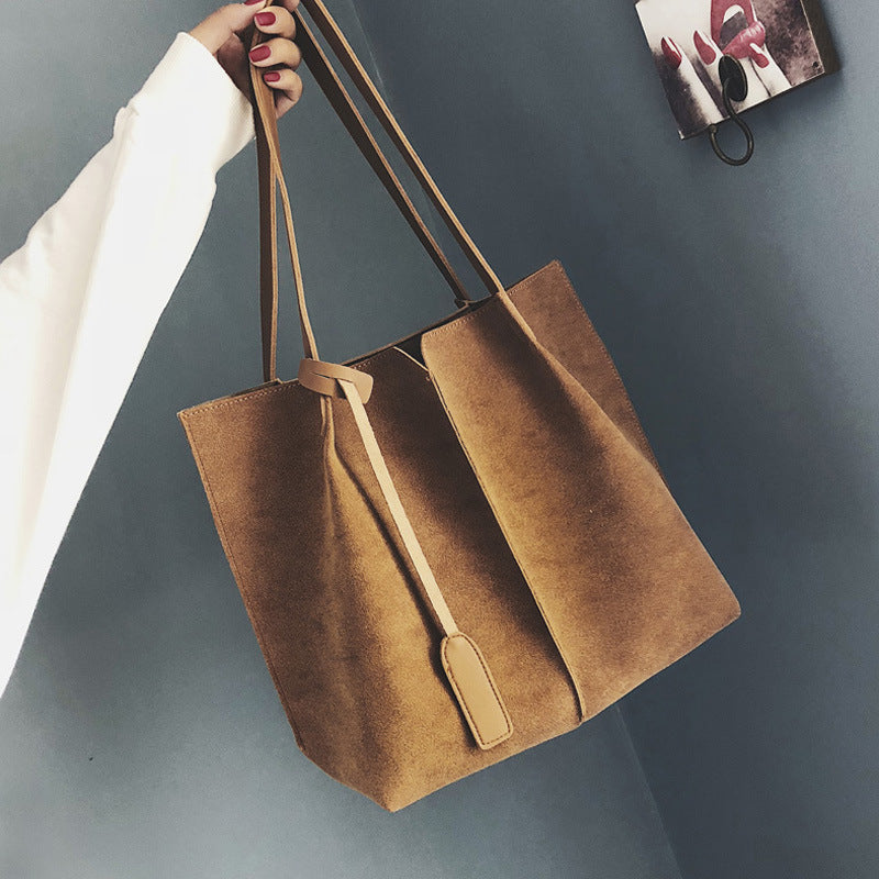 Simple frosted shoulder bag