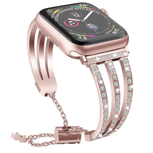 Diamond-studded metal stainless steel strap