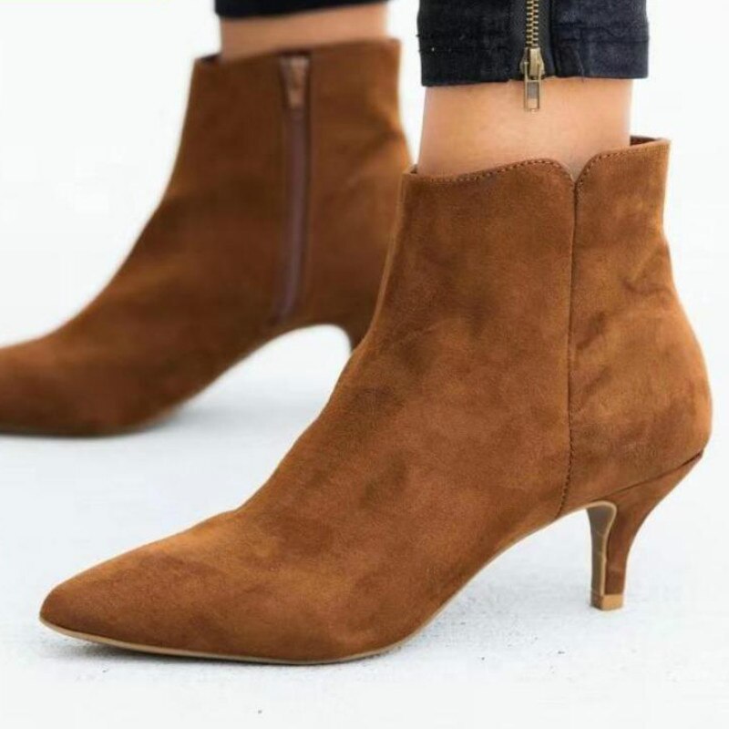 Nude Boots, Short Boots, Casual And Comfortable Large Size Zipper Shoes, Women's Boots