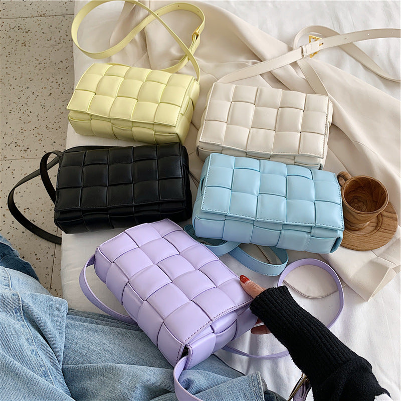 Personalized woven shoulder messenger small square bag