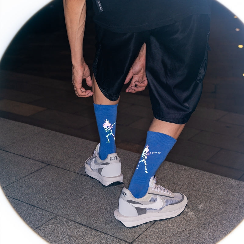 Long tube high-top cotton socks in the sports tide