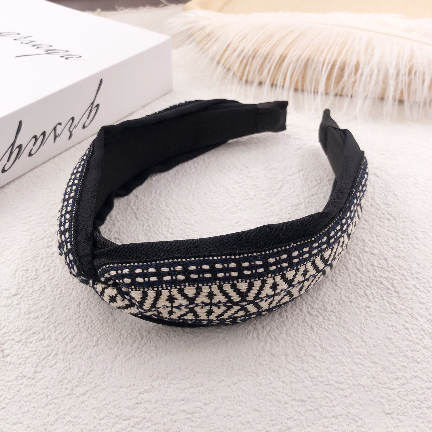 Suede flower hit color headband