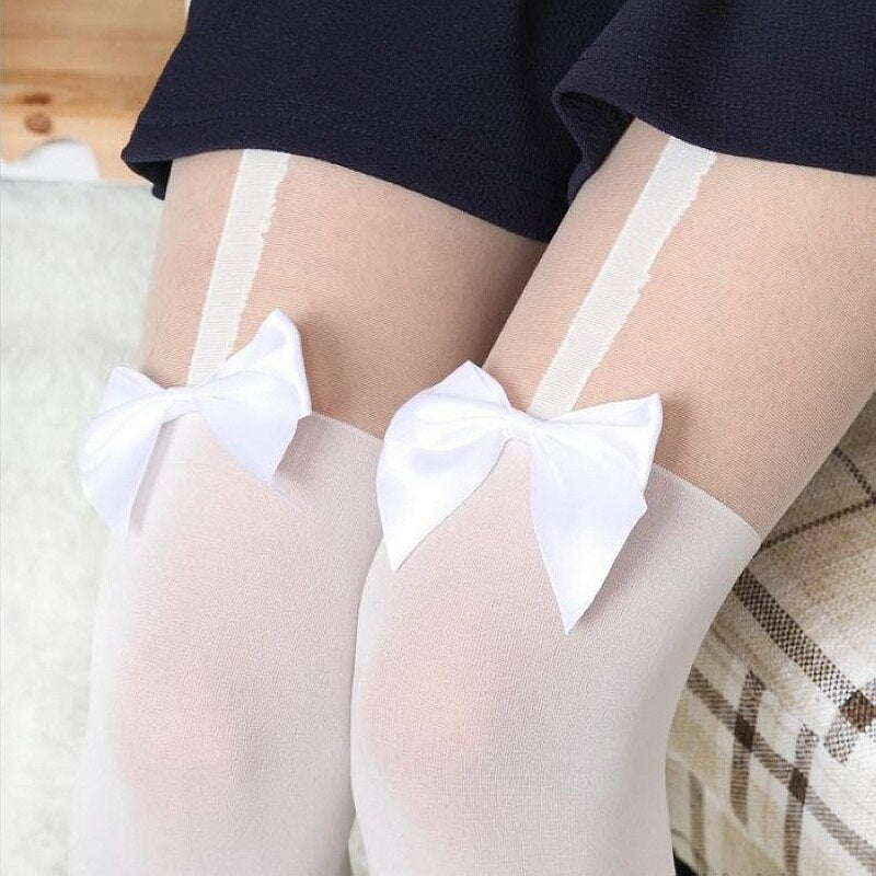Printed fake high tube pantyhose