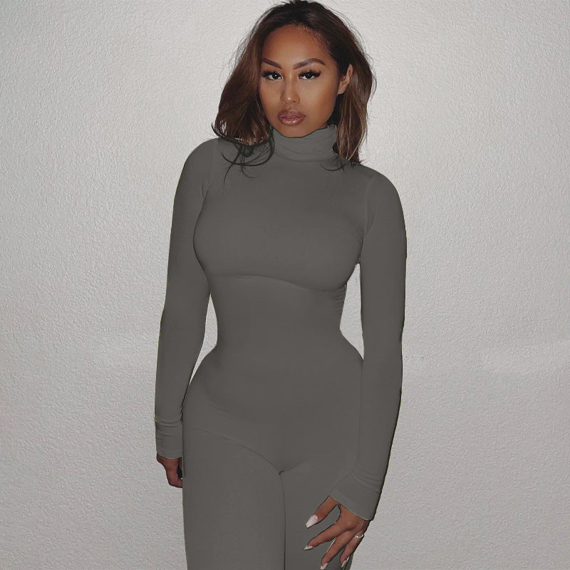 Ensfarvet Skinny Sports Fitness Jumpsuit