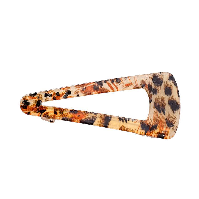 Brun leopard-hårnål, duckbill-clips, trekantet geometrisk hårclips