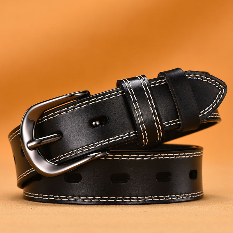 Women's Fine Needle Buckle Versatile Leather Korean Belt