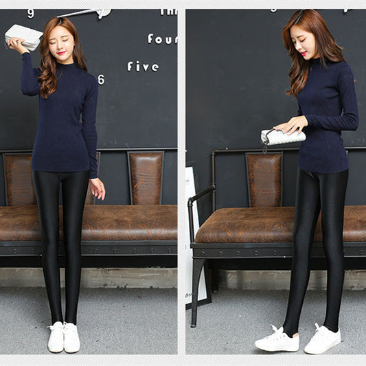 Women's velvet thickened gloss pants stepping leggings