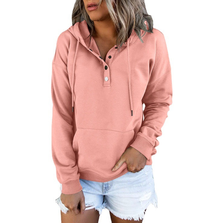 Loose-fitting Casual Long-sleeve Hoodie With A Drawstring And Pockets