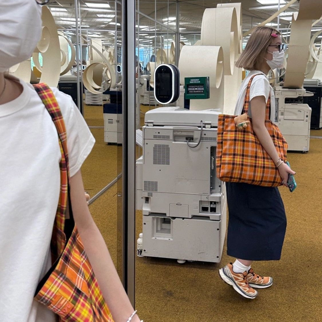 Niche Retro Plaid Orange Tote Bag Portable