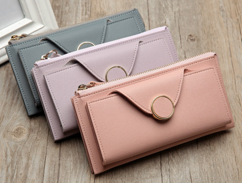 Buckle long section two fold double women's wallet
