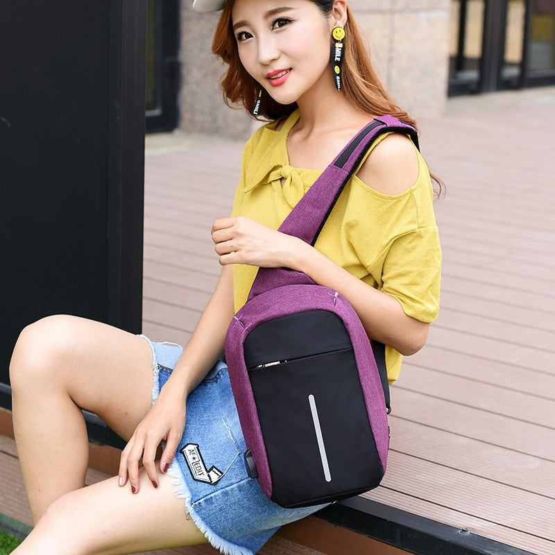 Antitheft External USB Charging Incline Shoulder Bag