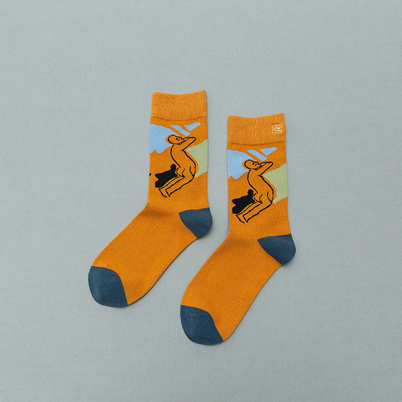 Retro Mid tube socks street art skateboard socks