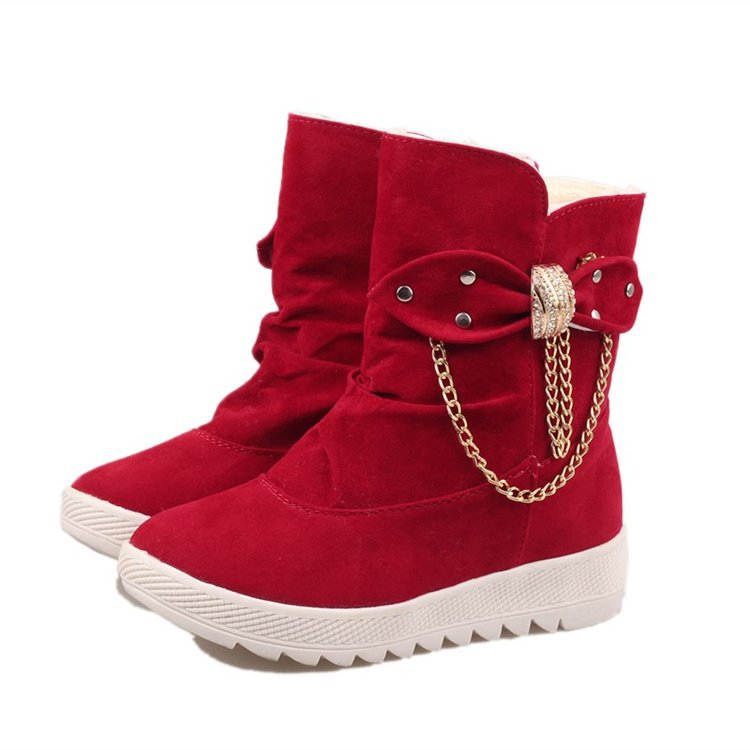 Warm And Cold-proof Mid-tube Bow Snow Boots