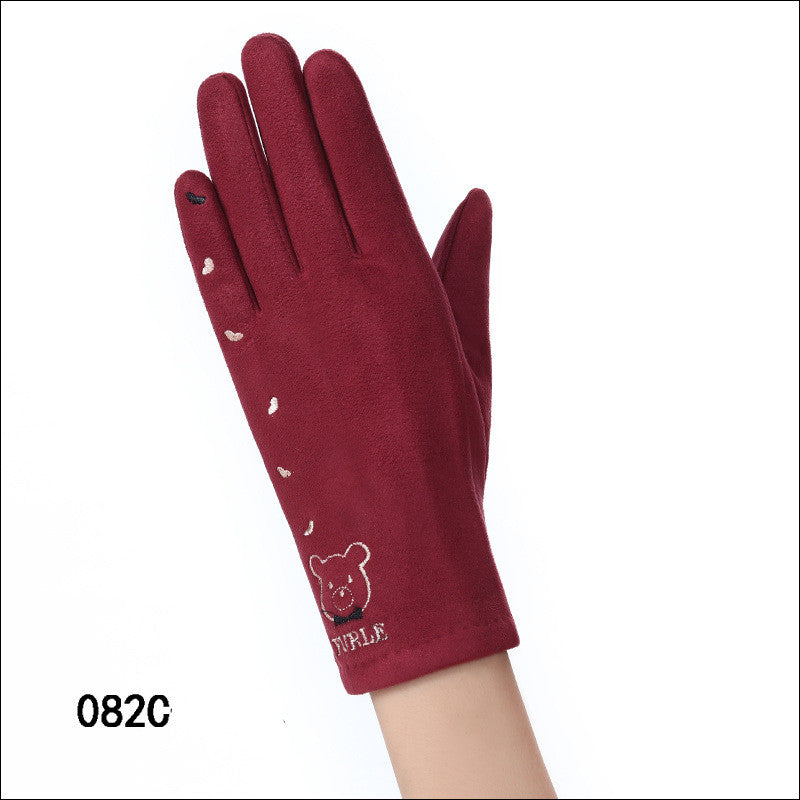 Touch screen gloves winter windproof suede