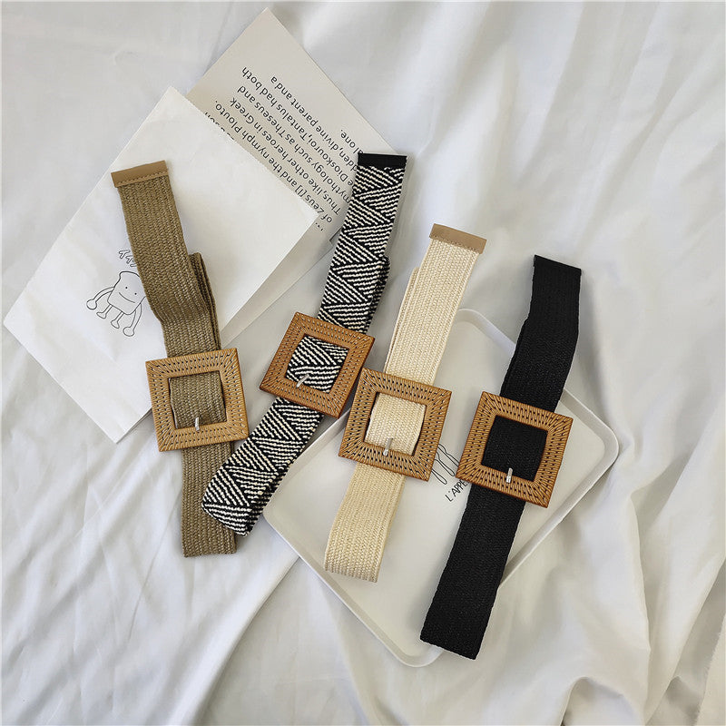 Woman buckle elastic belt