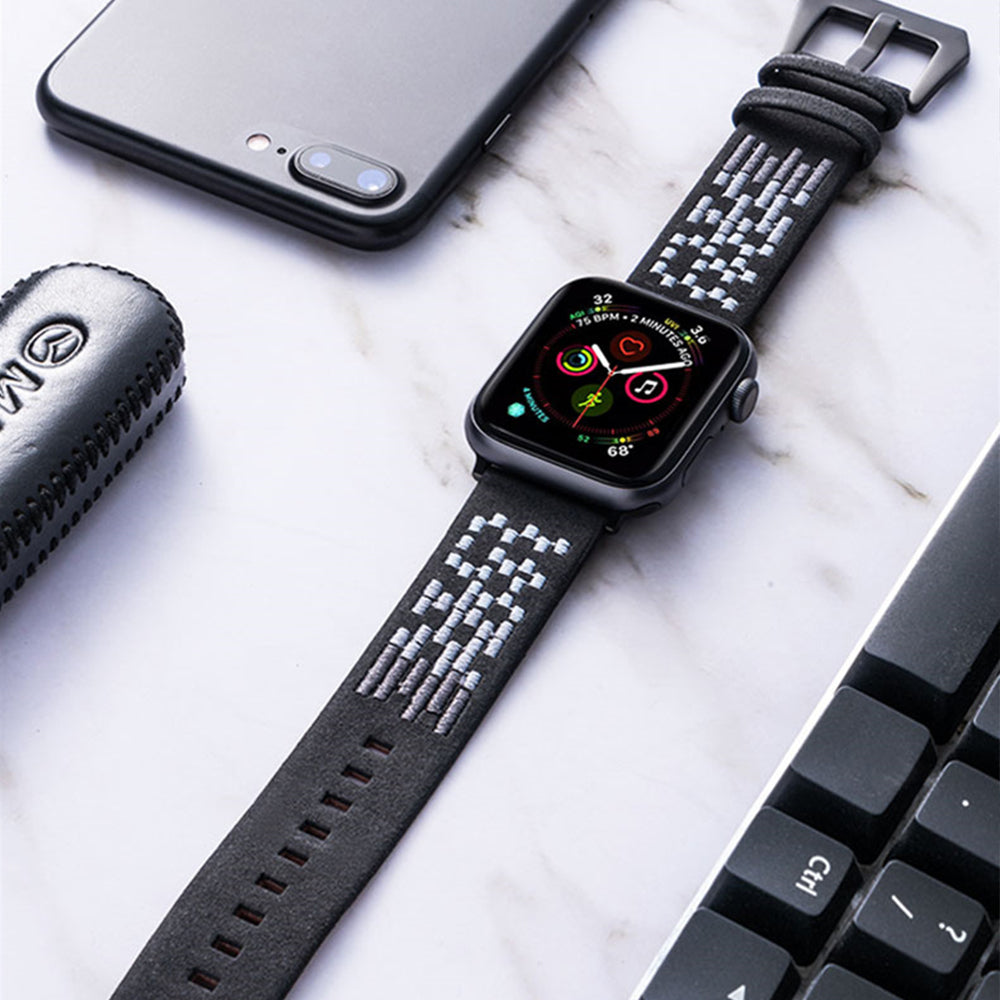 Braided nubuck leather watch strap universal