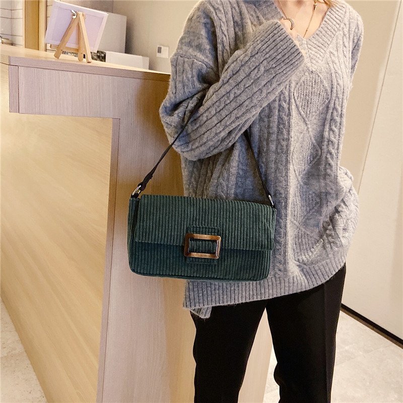 Corduroy fashion all-match trend shoulder bag