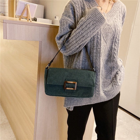 Corduroy fashion all-match trend shoulder bag
