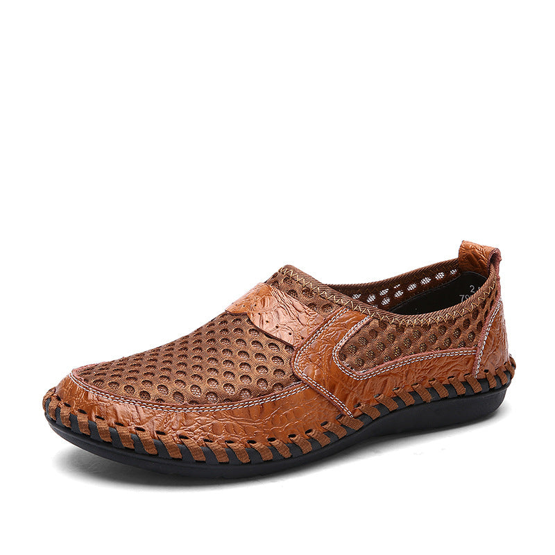 Mesh men's hollow leather shoes