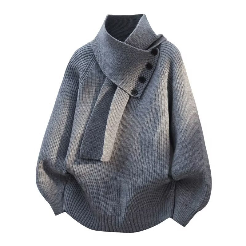 Mens Knitted Sweater With A Stylish Buttoned Design Offering A Loose Laid-back Fit