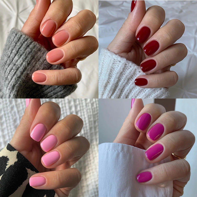 Solid Color Nail Tips Wholesale Nail Sticker Finished Product Removable Wear Finished Nail Beauty