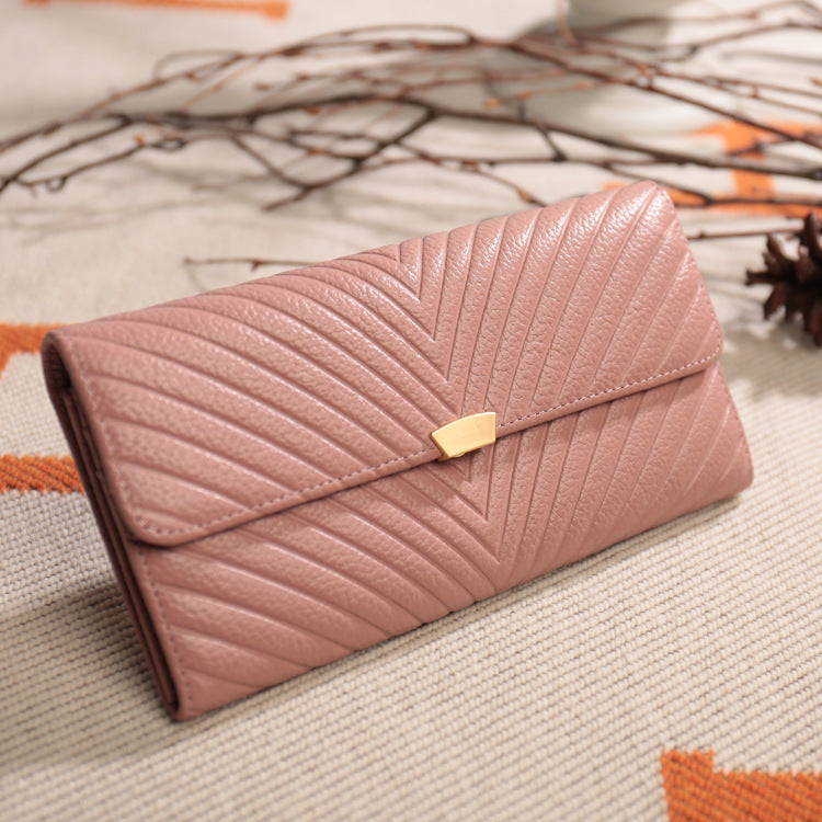 Large-capacity Leather Zipper Two-fold Long Clutch