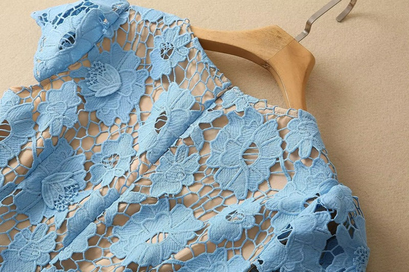 Lake Blue Lace Up High Dress