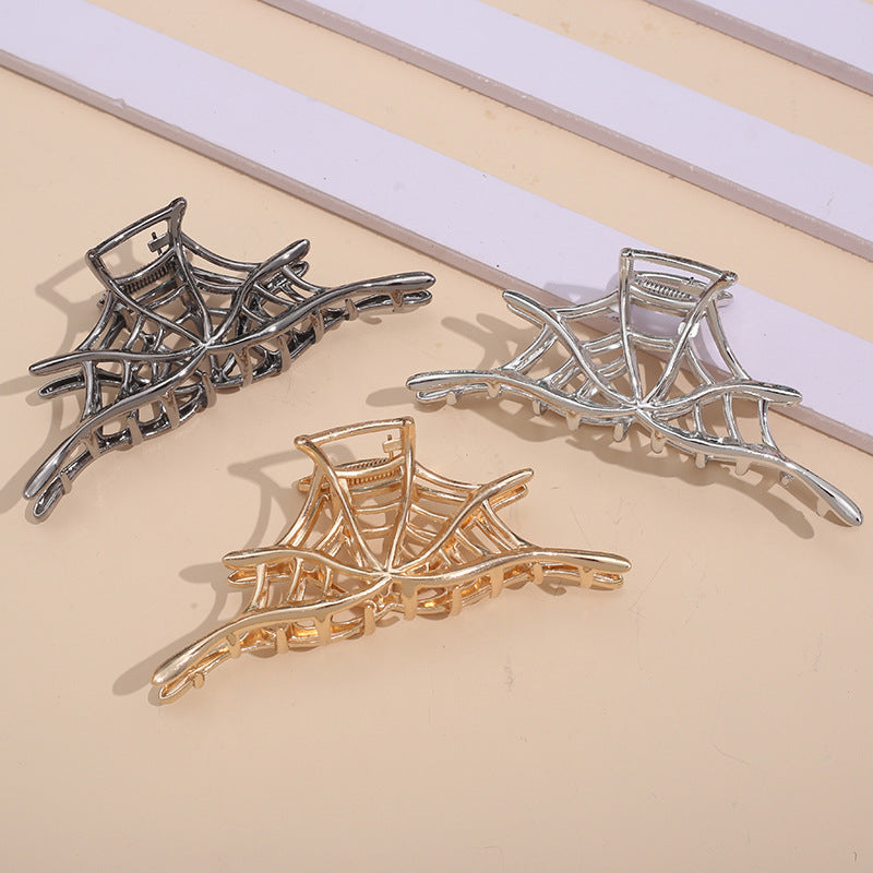 Barrettes Spider Web Metal Advanced Sense Shark Clip Grip