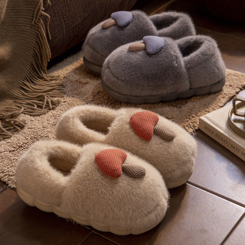 New Ankle Wrap Cotton Slippers Women's Winter Fleece-lined
