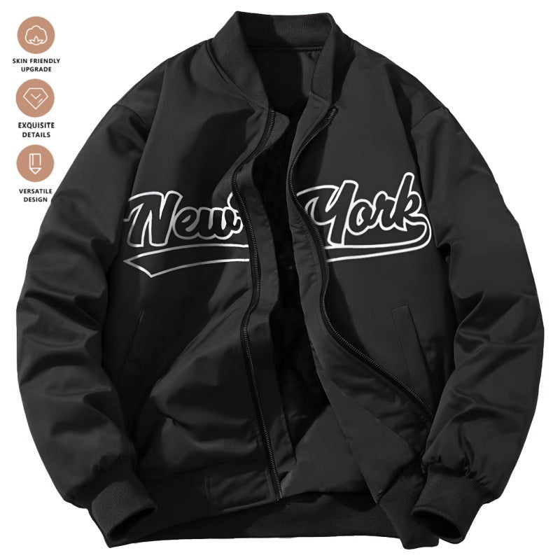 Baseball Uniform Retro Stand Collar Top Easy Matching Coat