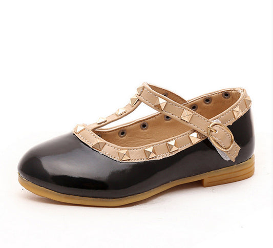 Korean version of the autumn children's shoes fashion explosion models girls single shoes wholesale rivet dance princess shoes direct sales