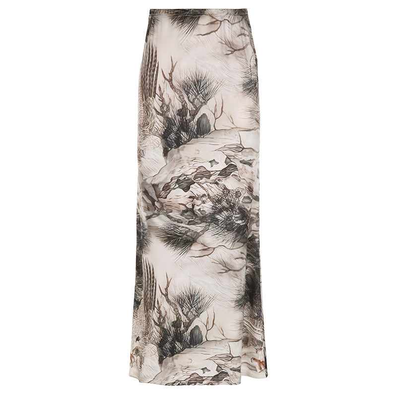 Ins Vintage Printed Hot Girl Low Waist Skirt