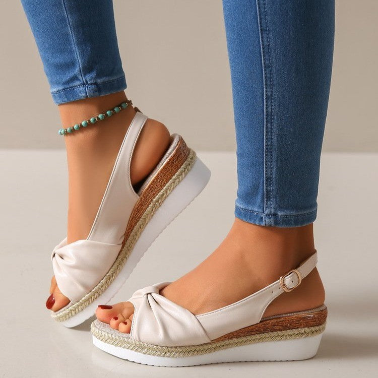 Plus Size Women's Flat Wedge Peep Toe Casual Sandals