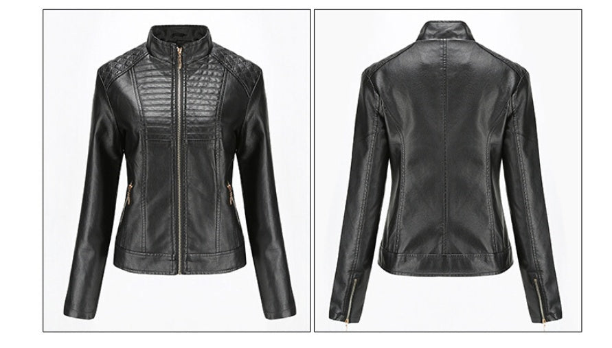 Chaqueta de cuero para motociclista para mujer