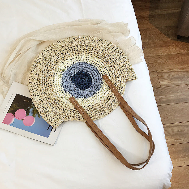 Large capacity single shoulder woven beach bag