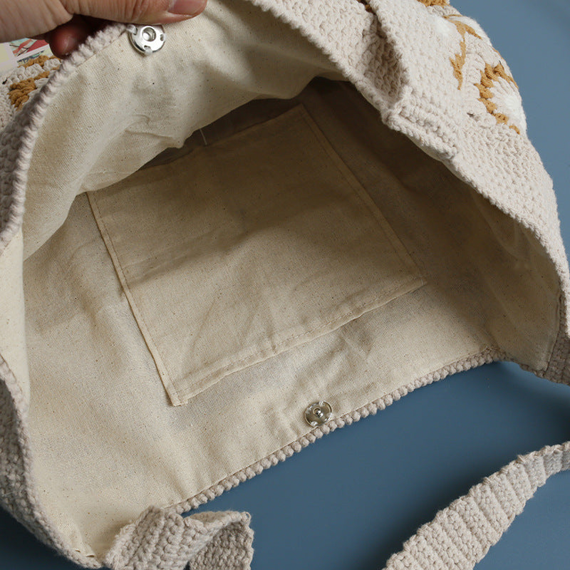 Handwoven Grandmother's Checkered Shoulder Bag