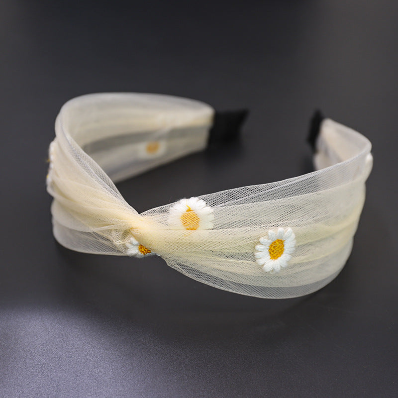 Lace transparent mesh embroidery small daisy headband