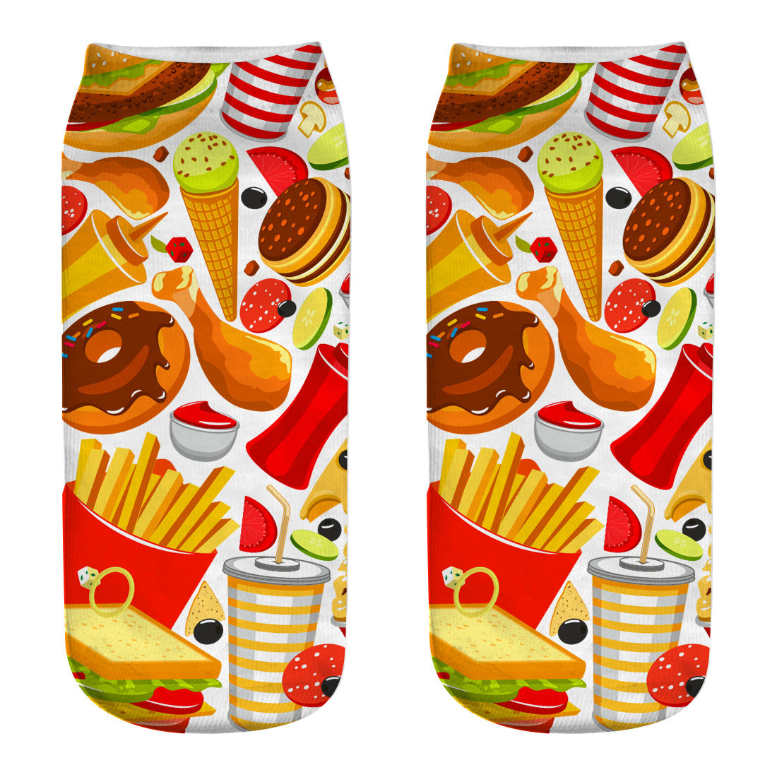 Hamburger fries series 3D printing socks