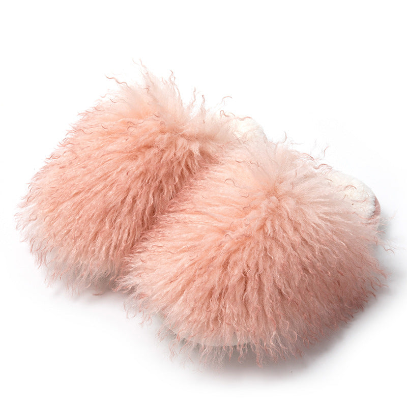 Long Fur Toe Cap Cotton Slippers Home Plush