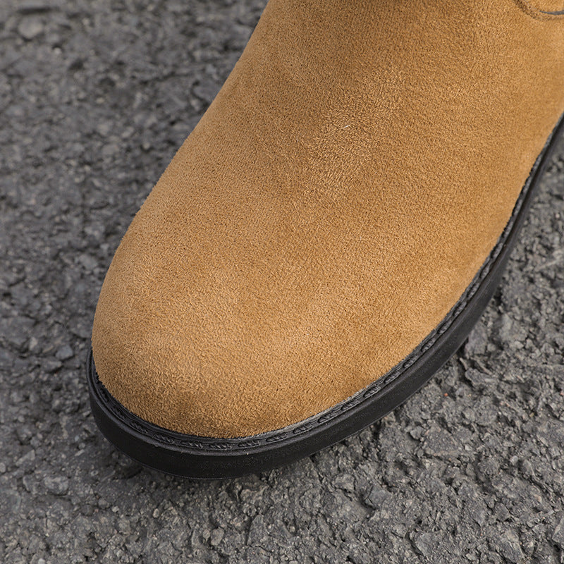 European And American Belt Buckle Flat-Bottomed Comfortable Warm Thin Boots