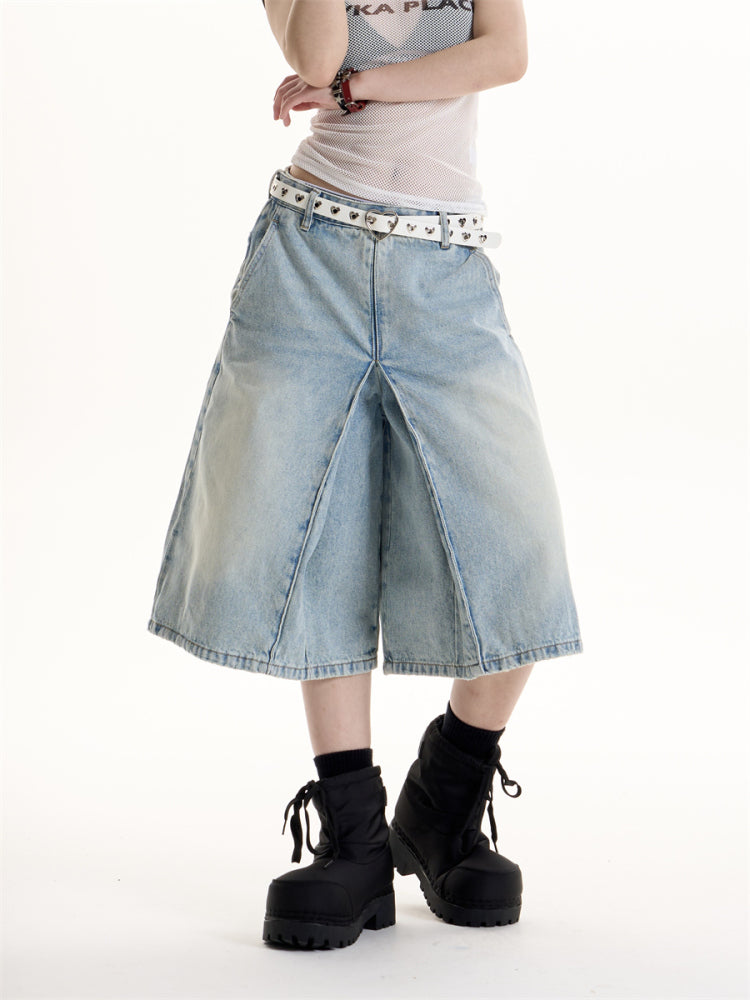 American Retro Hot Girl Style Washed Cropped Jeans