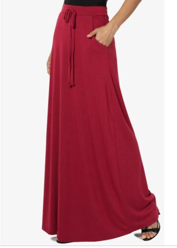 Versatile Solid-Color Drawstring Skirt For Women